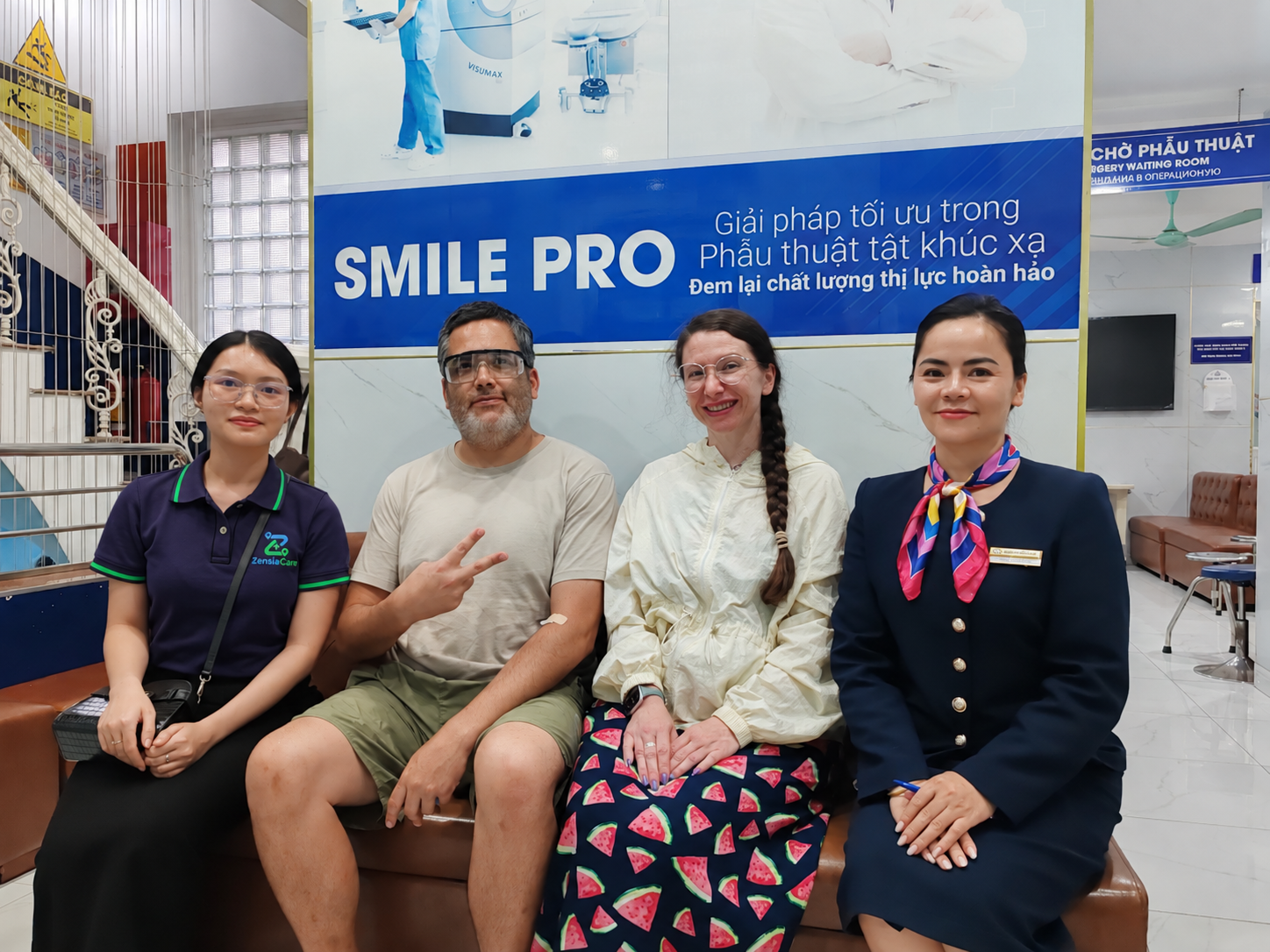 ZensiaCare coordinators with international patients at a clinic in Vietnam